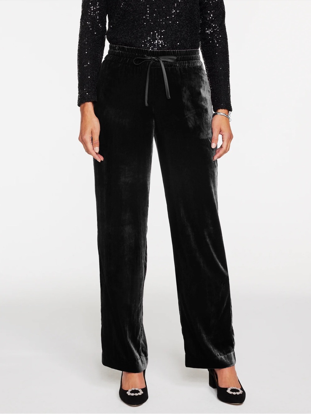 Talbots Straight Leg Velvet Pull-On Pants size L great condition